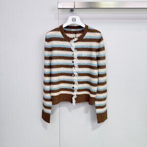 Loewe Vintage Striped Lace Knit Cardigan